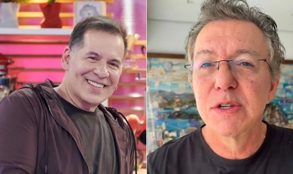 Boninho e Leandro Hassum, diretor e apresentador da Casa do Patrão na Record
